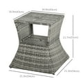 thumbnail image 3 of Outsunny Rattan Wicker Side Table with Umbrella Hole Storage, Mixed Grey, 3 of 10