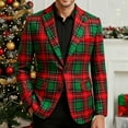 thumbnail image 4 of Stamzod Christmas Plaid Blazer for Men Single Breasted Long Sleeve Corduroy Jacket Business Casual Suit Jacket for Men Red Y XXL, 4 of 6