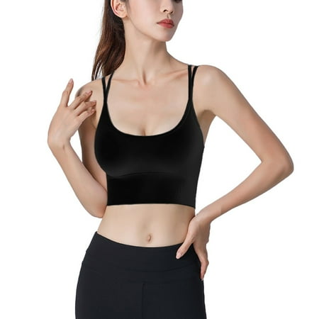 

Bodychum Sports Bras for Women Cross Back Padded Sports Bra Medium Support Workout Running Yoga Bra for Girls- L