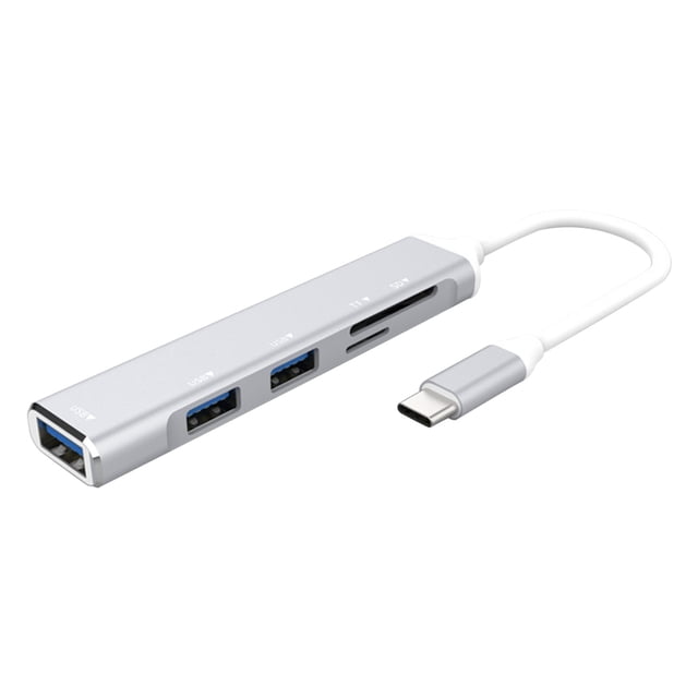 Carcasa de aleación de aluminio Wmkox8yii Hub USB-C 5 en 1 1 puerto USB 3.0 2 puertos USB 2.0 ranuras SD TF