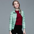 thumbnail image 4 of Womens Winter Thin And Light Down Casual Down Slim Quilted Jacket Coat, 4 of 6