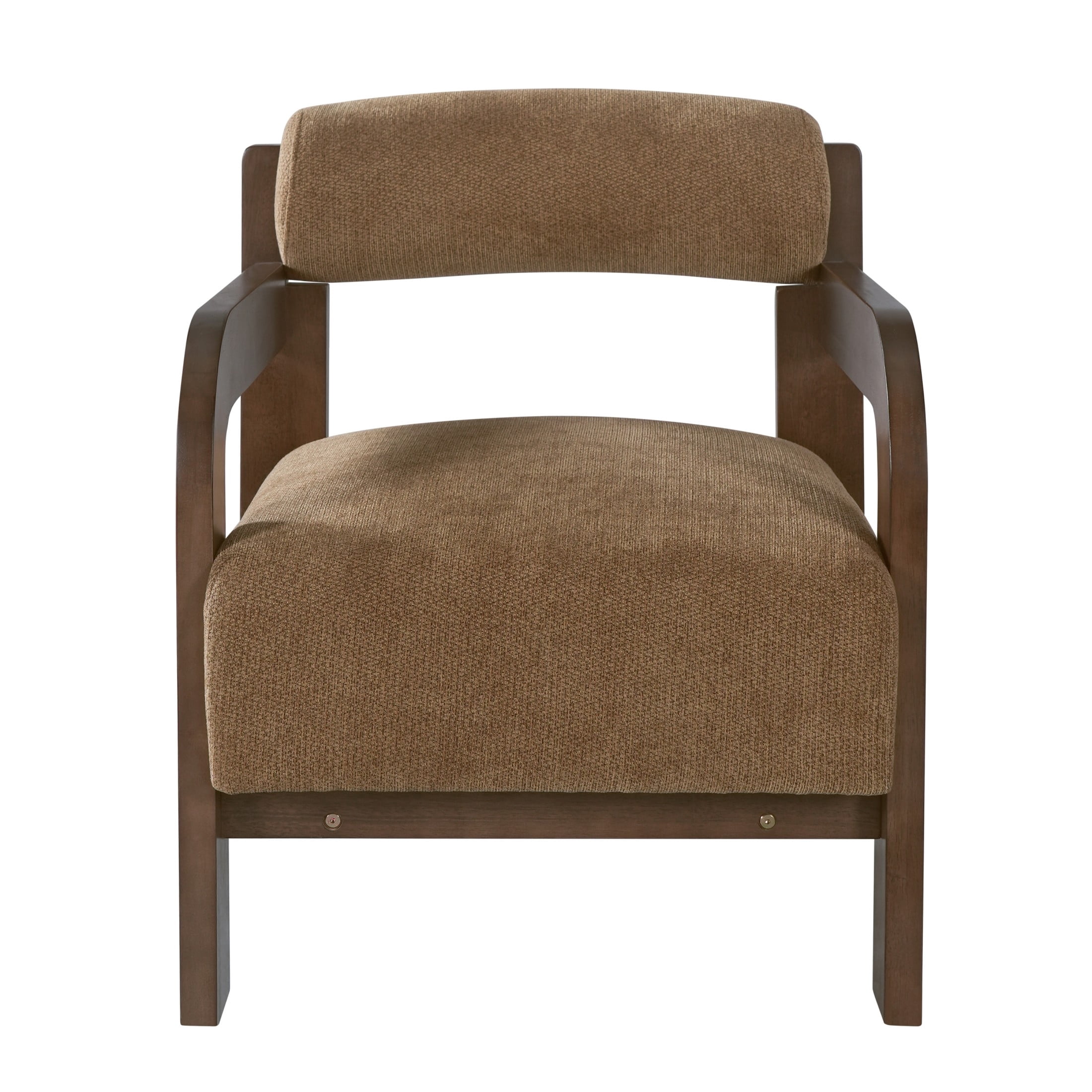 Christopher Knight Home Modern Upholstered Accent Chair, Curved Wood Arms with Thick Cushion, Camel, Set of 2