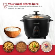 Holstein Housewares 16-Cup (Cooked) 8-Cup (Uncooked) Electric Rice Cooker, Black - Nonstick Interior