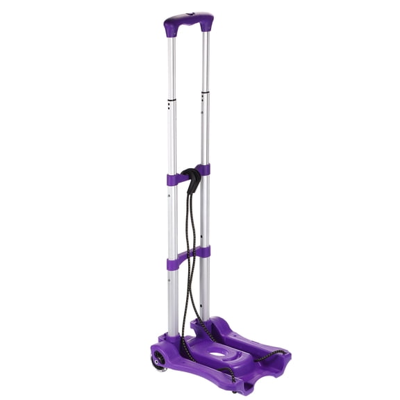 Uxcell Folding Hand Truck 55lb Portable Luggage Cart Aluminum Foldable Dolly with Telescoping Handle for Travel, Purple