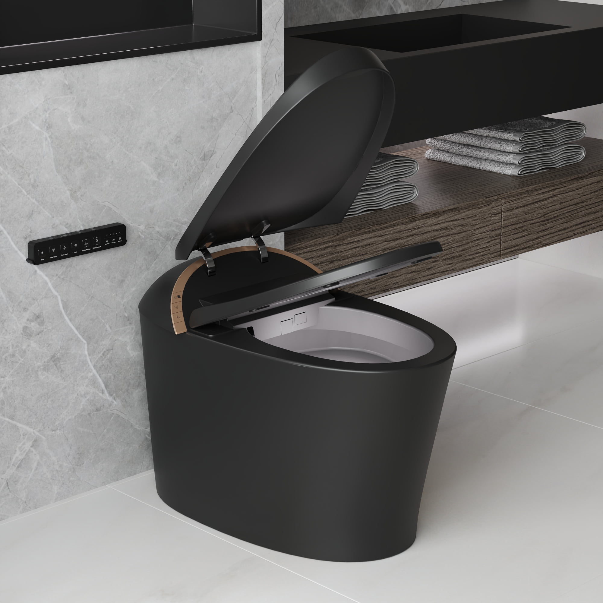 DV-1S0160B-V3 Smart Bidet Toilet, Auto Open & Close, Heated Seat, Warm Water, Wireless Remote Control, Premium