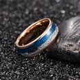 thumbnail image 4 of 8mm Rose Gold Tungsten Ring Men's Wedding Bands with Blue Shell and Silver Imitated Meteorite Inlay Dome Style, 4 of 4