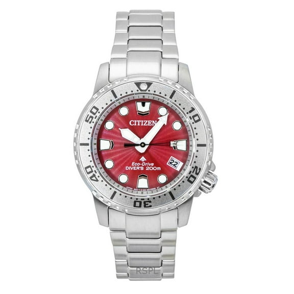 Citizen Promaster Dive Stainless Steel Red Dial Eco-Drive EO2027-50Z 200M Women's Watch