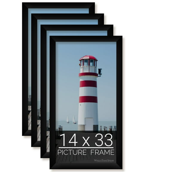 14x33 Black Picture Frame for Puzzles Posters Photos or Artwork, Set of 4