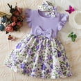 thumbnail image 2 of PEASKJP Kids Summer Dresses for Girls Girl Dress Off Shoulder Dress for Girls Pageant Dress Ball Gowns with Bow,Purple 18-24 Months, 2 of 5