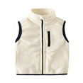 thumbnail image 2 of KYAIGUO Kids Baby Boys Girls Fall Winter Vest Jacket Fleece Thickened Sleeveless Jacket Stand Collar Zipper Warm Winter Fleece Waistcoat Outerwear with Pockets for 2-10Y, 2 of 8
