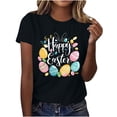 thumbnail image 1 of Mujeres de Manga Corta Tops Casual Nuevo Cuello Redondo Pascua, Ligera Camiseta de Poliéster Spandex, 1 of 4