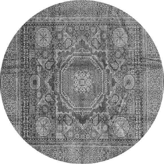 Ahgly Company Indoor Round Abstract Gray Modern Area Rugs, 4' Round