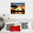 thumbnail image 4 of JRXY Africa Giraffe And Elephant At Sunset Lake Reflection Canvas Prints Poster Wall Art For Home Office Decorations With Framed 20x16in, 4 of 4
