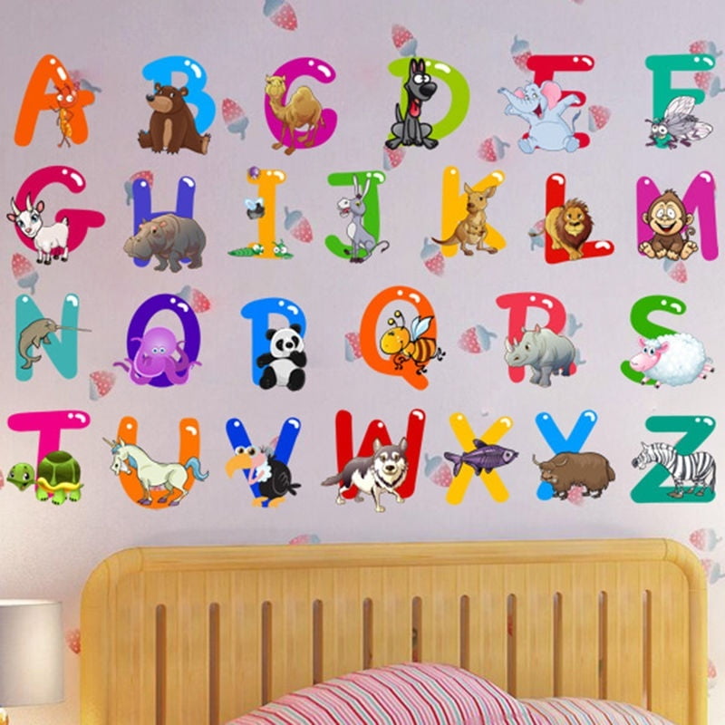 26 Letters Alphabet Animals Wall Sticker Kids Rooms Home Decor Mural Wall Decor.