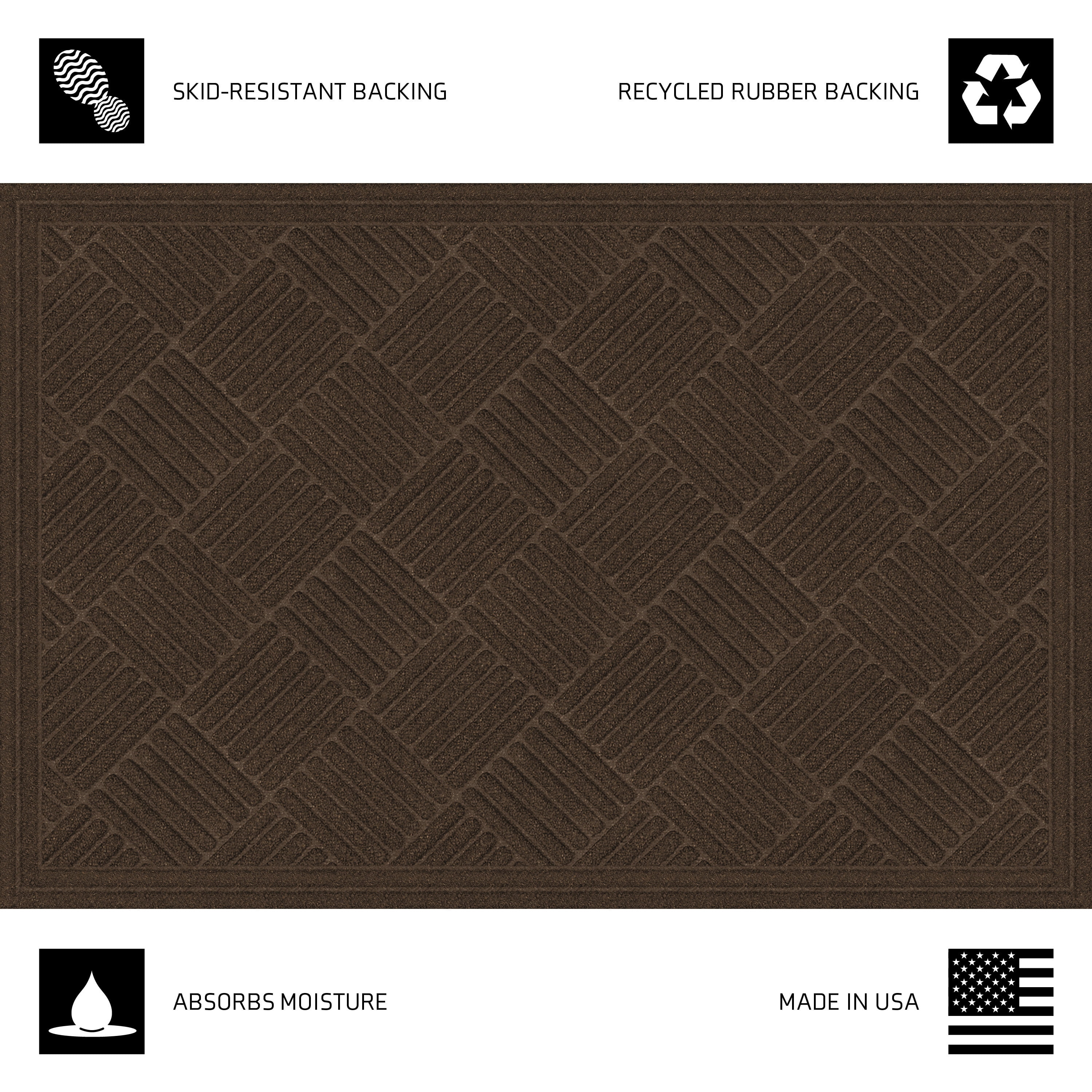 Mainstays Crosshatch Doormat, 2 ft x 3 ft, Walnut