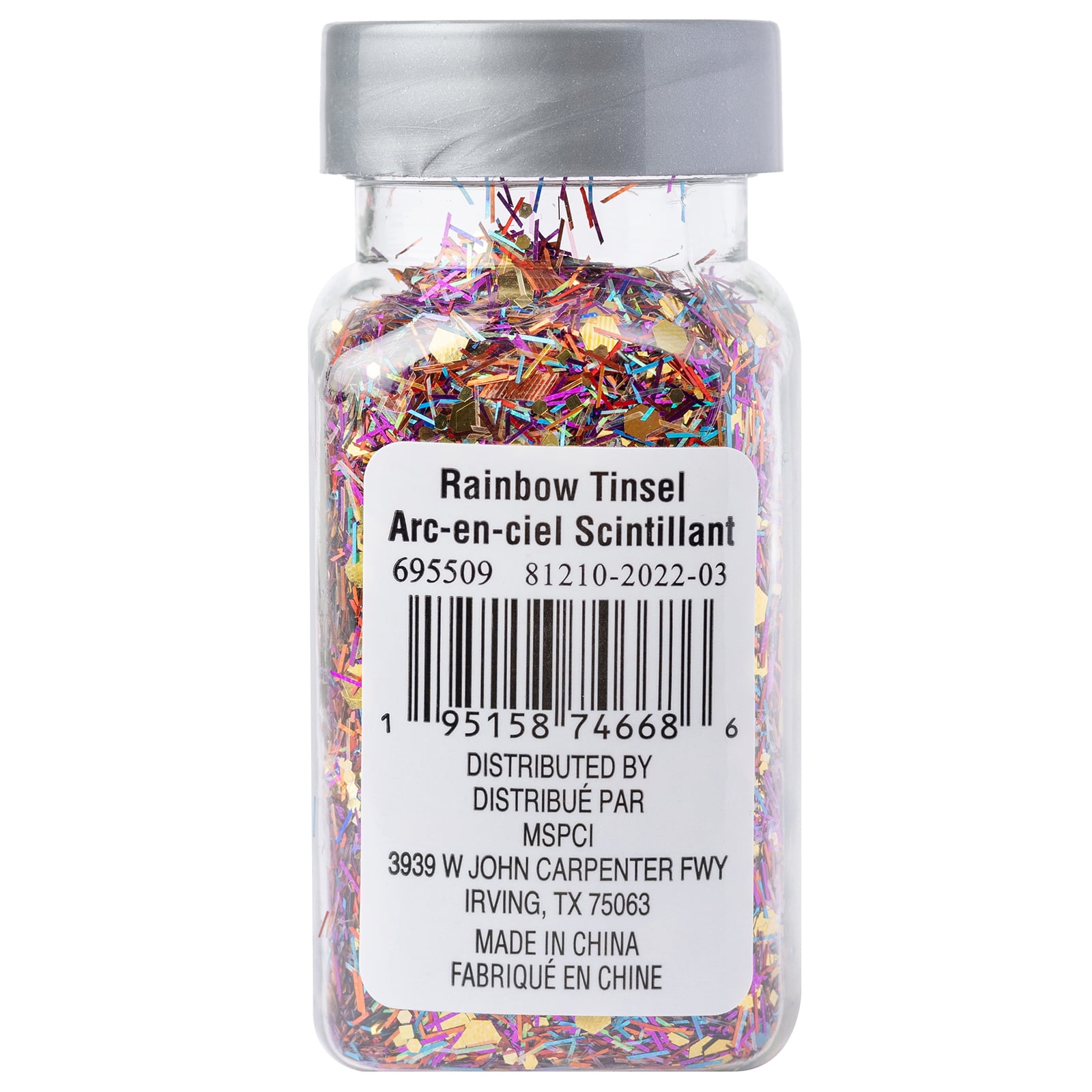 Recollections Rainbow Mixed Shape Tinsel Specialty Polyester Glitter - 0.59 oz Jar, Multicolor Plastic Glitter for Crafts & DIY Projects, 12 Pack