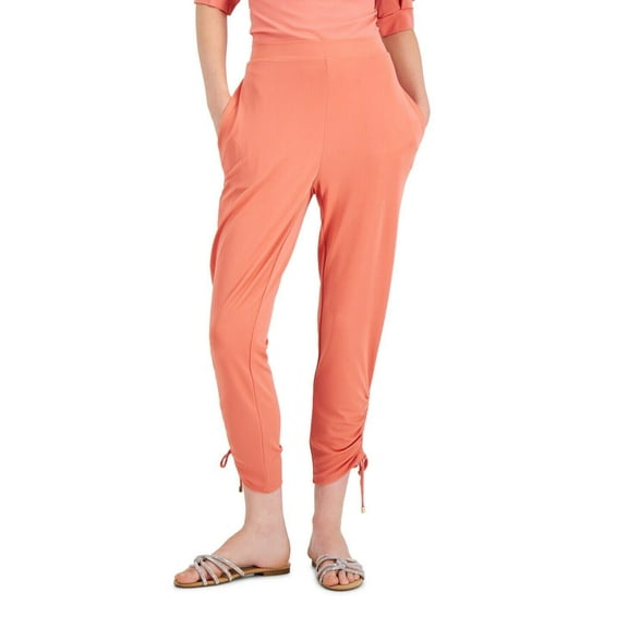 MSRP $70 International Concepts Ruched-Hem Pants French Peach Orange Size Medium
