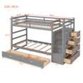 thumbnail image 3 of Twin Over Twin Kids/Teens Bunk Bed with Buit-In Staircase, Wooden Storage Bed Frame with 6 Drawers, 3 of 12
