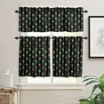 thumbnail image 2 of Christmas Kitchen Curtains and Valances Set, Rod Pocket Curtains Tier Farmhouse Window Curtains 24 Inch Length, Xmas Leaves Vines Star Ball Berry Black 3 Piece Kitchen Curtains Set, 2 of 6