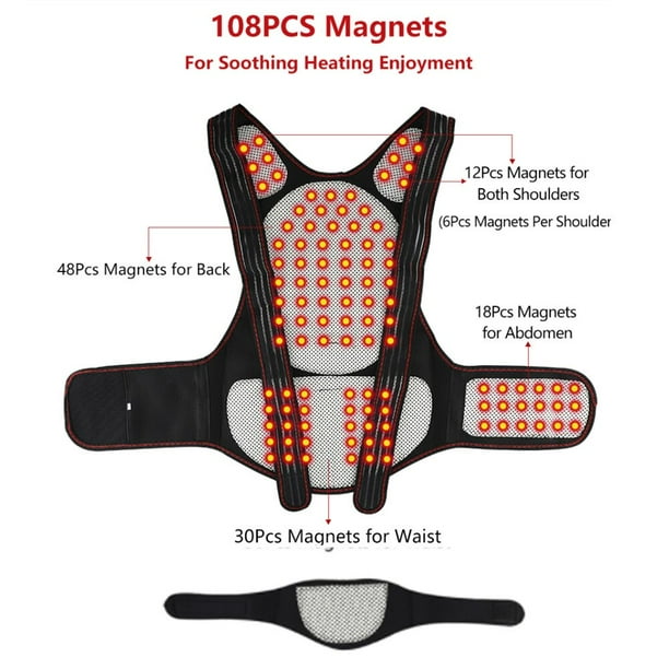Soporte de espalda con autocalentamiento, cinturón de terapia Corrector de caleFacción magnética, Corrector de postura de espalda, cinturón Lumbar de columna vertebral