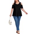 thumbnail image 6 of Cueply Plus Size Tops for Women Summer Short Sleeve Shirts Cold Shoulder Blouse Crewneck Tunic 1X-4X, 6 of 7