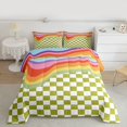 thumbnail image 2 of Homewish Dreamy Cartoon Rainbow Bedding Comforter Set, Green Rectangle Abstract Plaid Twin Comforter Sets, Teens Kids Boys Girls Reversible Bedding Set, Ultra Soft Bedroom Decor, 2-Piece, 2 of 8