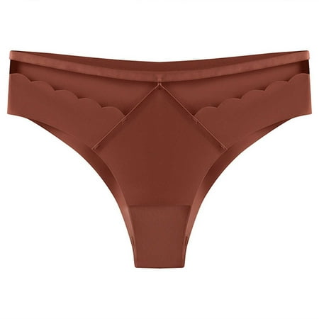 LYEAA Cotton Briefs for Women Low Rise Cool Underwear Breathable Comfort Solid Mesh Daily Panties Seamless Fashionable Underpants Brown XL