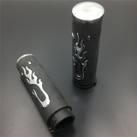 - HTT-MOTOR Motorcycle Flame Chrome Rubber Hand Handlebar Grips Billet Grips For Cruisers Harley Suzuki Kawasaki Yamaha Honda with 1
