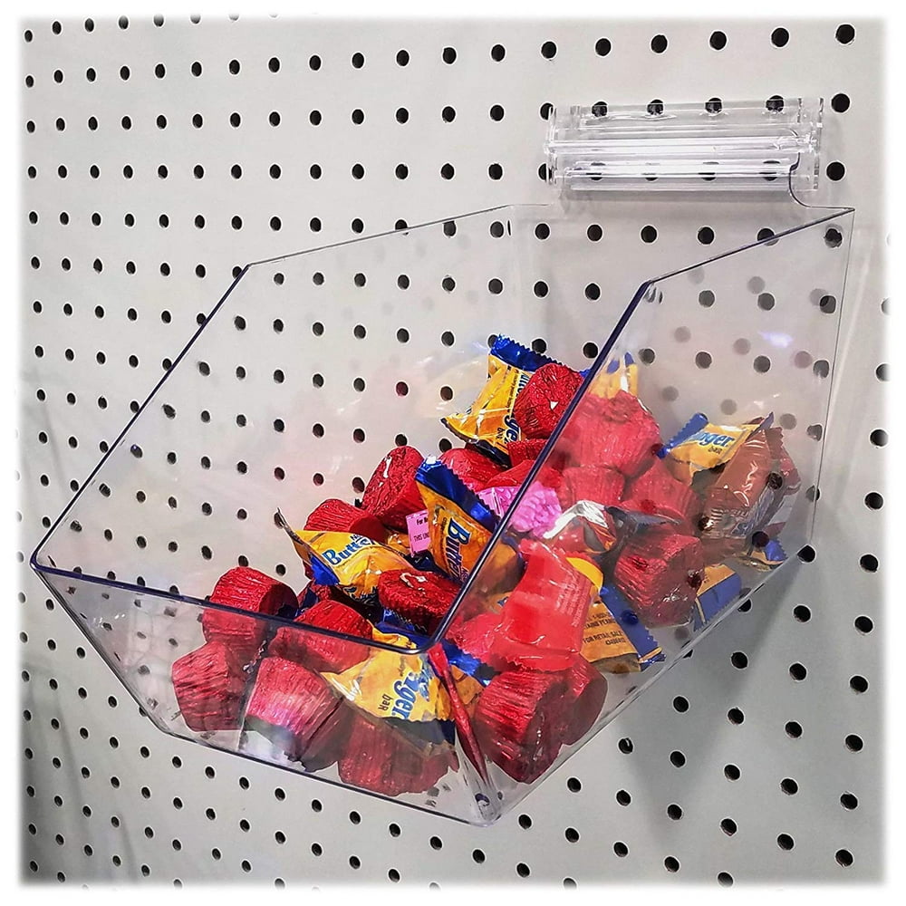 Clear Pegboard Acrylic Bins, Large Bin for Peg Wall, 6" L x 5.5" H x 11