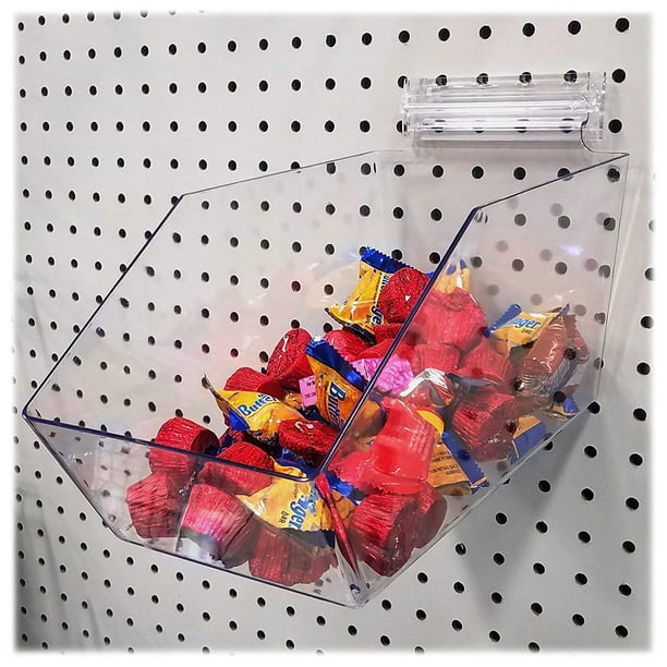 Clear Pegboard Acrylic Bins, Large Bin for Peg Wall, 6" L x 5.5" H x 11