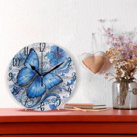 10 Quartz Indoor Wall Clock Silent Mechanism / Fantasy Butterfly on Sheet Music