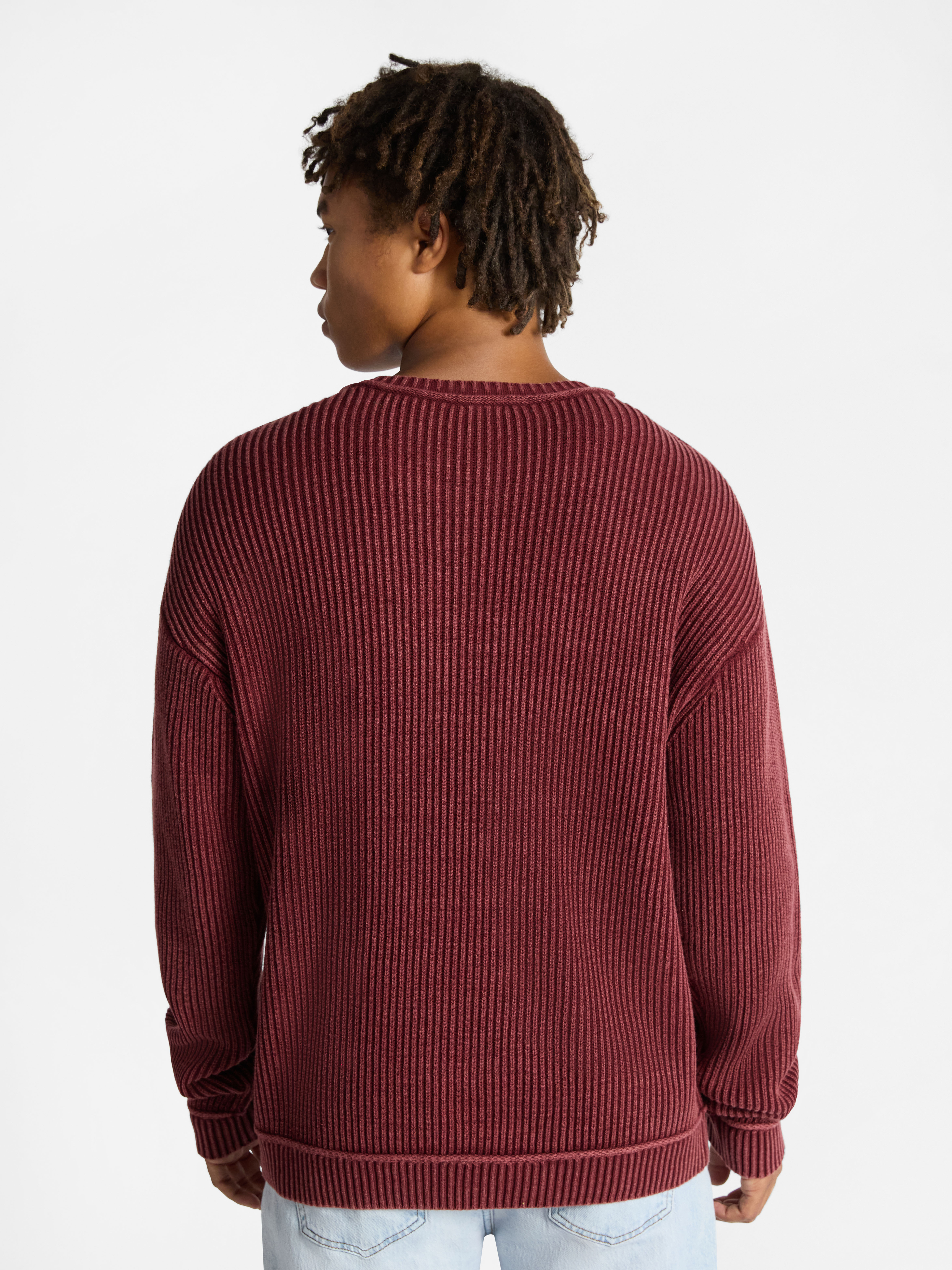 No Boundaries Ribbed Crewneck Sweater with Long Sleeves, Men's XS-3XL