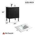 thumbnail image 3 of UNISOAR 24" Modern Bathroom Vanity with Ceramic Sink, Free Standing or Wall Mounted Floating Cabinet With 2 Soft Close Doors, Walnut, 3 of 7