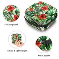 thumbnail image 3 of Sanitary Napkin Storage Bag for Girls Women, Portable First Period Pads Bag Tampons Holder Girls Travel Makeup Bag, Large Capacity Watercolor Green and Red Tropical Leaves and Flowers, 3 of 6