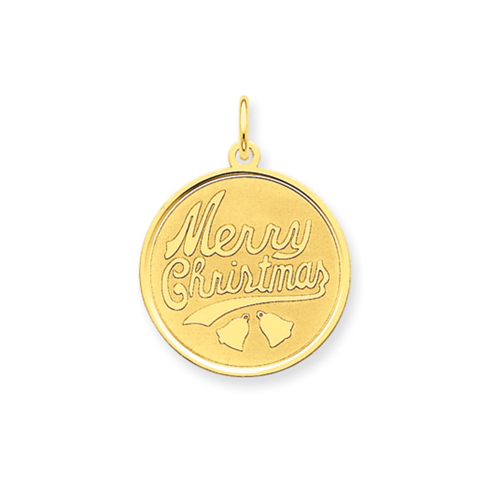 14k Merry Christmas Disc Charm 14 kt Yellow Gold