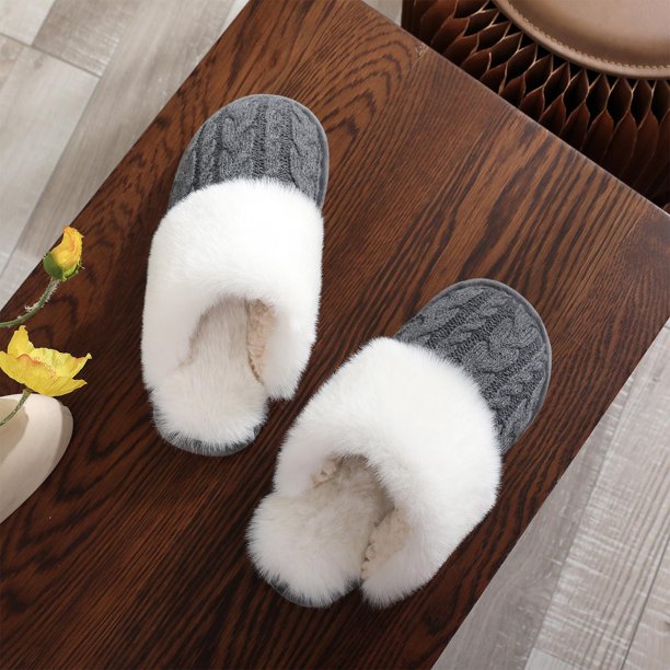 Xucatan Women's Plush Winter Slippers with Cute Decorations Cozy Fleece-Lined Indoor House Shoes, Non-Slip Comfortable Casual Flat Slides for Women Gift