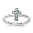 thumbnail image 5 of Auriga Fine Jewelry 925 Sterling Silver Rhodium Aquamarine Cross Ring for Women Size- 9, 5 of 6