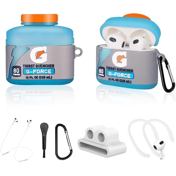 Cartoon Sport Water Case for AirPods 3 Case (2021), 6in1 Accessories Set Protective Cover for Air pods 3, Cute Food Design Silicone Case for AirPods 3rd Generation Case for Boys Men