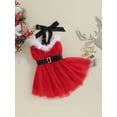 thumbnail image 2 of Bslissey Kids Baby Girls Christmas Dress 9M-4T Sleeveless Contrast Color Halter Neck Mesh Tulle A-line Dress Toddler Casual Princess Dress with Belt for Party, 2 of 7