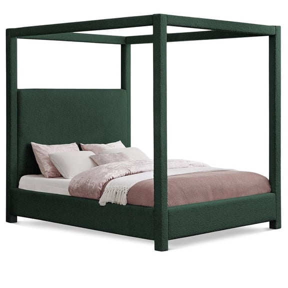 Pemberly Row Modern / Contemporary Green Boucle Fabric Queen Bed