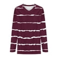 thumbnail image 4 of Jalioing Striped Pullover Tee for Women V Neck Long Sleeve Oversized Shirts Plus Size Casual Loose Blouses with Pocket, 4 of 5
