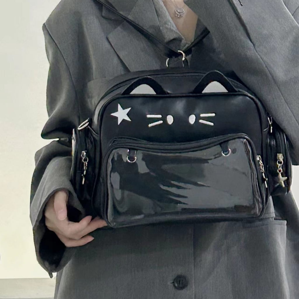 Milue Multifunctional Itabag Cats Backpack for Pin Enthusiasts with Display Window