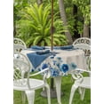 thumbnail image 2 of Outdoor Tablecloth with Umbrella Hole and Zipper, Spring Blue Floral Round Table Cloth 60 Inch Waterproof Tablecloth, Farmhouse Weeping Floral Leaves Burlap Picnic Table Cover for Patio Camping, 2 of 7