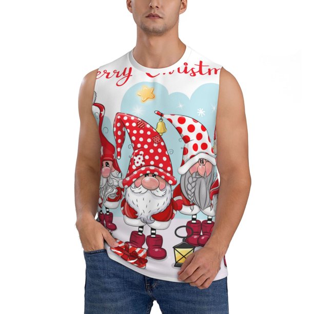 Balery Christmas Camisetas sin mangas para hombre, absorbe la humedad y protege contra el mal olor.-X-Large