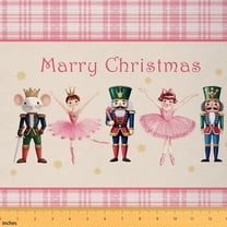 Homewish Merry Christmas Fabric by the Yard 3 Yard,Xmas Nutcracker Ballet Dancer Sewing Fabric,Pink Beige Room Decor Fabric by the Yard For Child,Breathable Home Decor