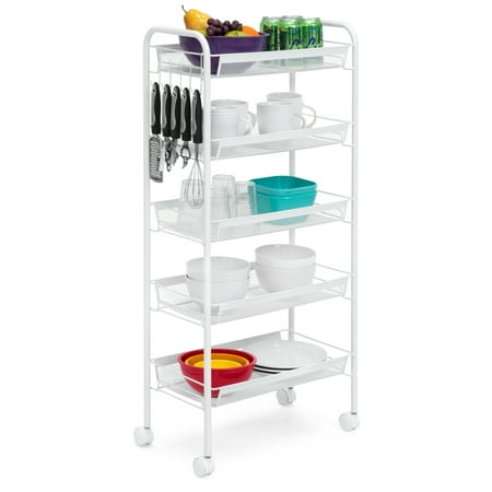 Best Choice Products 5-Tier Metal Multifunctional Utility Storage Organizer Trolley for Kitchen, Bathroom, Microwave with Removable Perforated Shelves, Hooks, Locking Casters, (The Best Oven Brand)