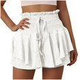 thumbnail image 2 of OIUUAK Linen Shorts Women Flowy Shorts For Women Casual Shirred Elastic Shorts High Waisted Shorts Ruffle Shorts Athletic, relaxed fit shorts women, shorts for summer, summer shorts, 2 of 2