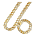thumbnail image 3 of Conjunto De Pulsera Y Cadena Cubana Hip-hop Dorada Malubero Malu1749, 3 of 3
