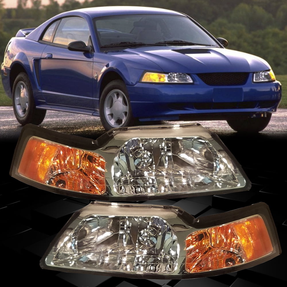 Fit For 1999-2004 Ford Mustang Chrome Headlights YR3Z 13008 BA/YR3Z 13008 AA