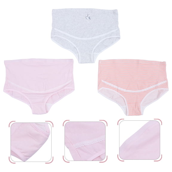 KONTONTY 3Pcs Pregnant Underwear Cotton Maternity Panties Comfortable Stretchy Abdomen Support
